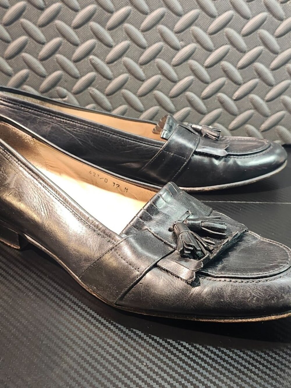 Alfani Black Leather Braided Tassel Slip On Loafers Size 12M Made In Italy